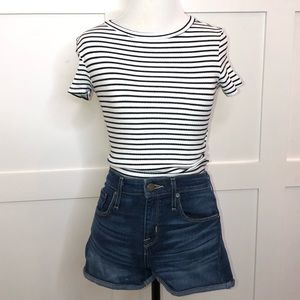 Cuffed denim shorts